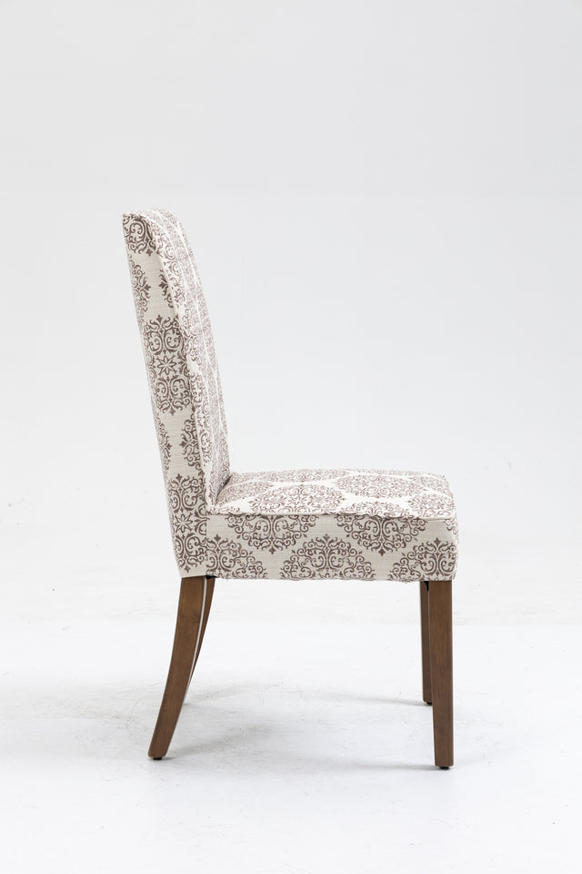 Cover Removable Interchangeable and Washable Coffee Medallion Fabric Upholstered Parsons Chair with Solid Wood Legs 2 PCS