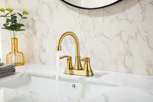 2-Handle Lavatory Faucet Brushed Nickel Bathroom Sink Faucet with Metal Pop-up Drain and Faucet Supply Lines