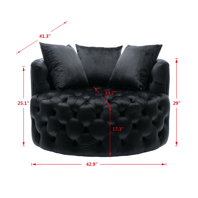 Coolmore Modern Akili swivel accent chair barrel chair for hotel living room / Modern leisure chair Black