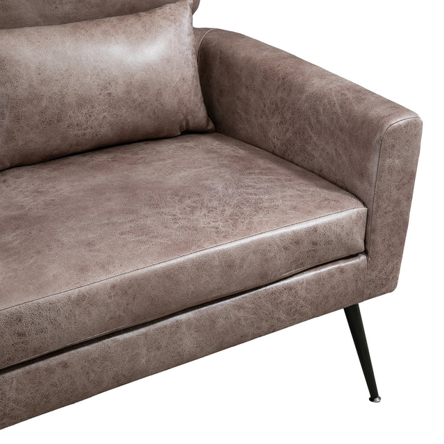 51"W Classical Loveseat Small Sofa Small Mini Room Couch Two-Seater Sofa With 2 Throw Pillows Black Metal Legs for Small Space Office Studio Apartment Bedroom, Taupe Bronzing Suede