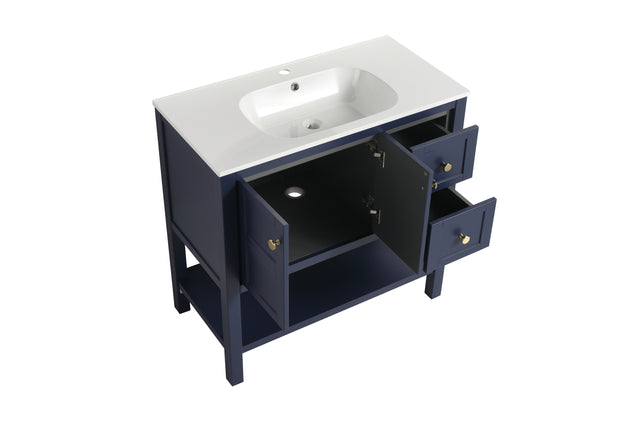 Bathroom Vanity With Soft Close Drawers and Gel Basin,36x18(BVB01236NB)