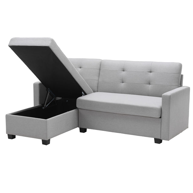 78.3" Convertible Sleeper Sofa Bed,Linen Pull Out Couch with Storage Chaise,Sleeper Counch with Memory Foam Mattress for Small Space Living Room Bedroom Office,Light Gray