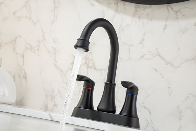 2-Handle Lavatory Faucet Brushed Nickel Bathroom Sink Faucet with Metal Pop-up Drain and Faucet Supply Lines