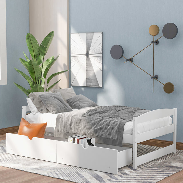 Twin size platform bed, with two drawers, white(New)