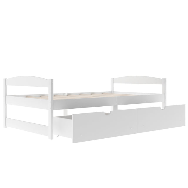 Twin size platform bed, with two drawers, white(New)