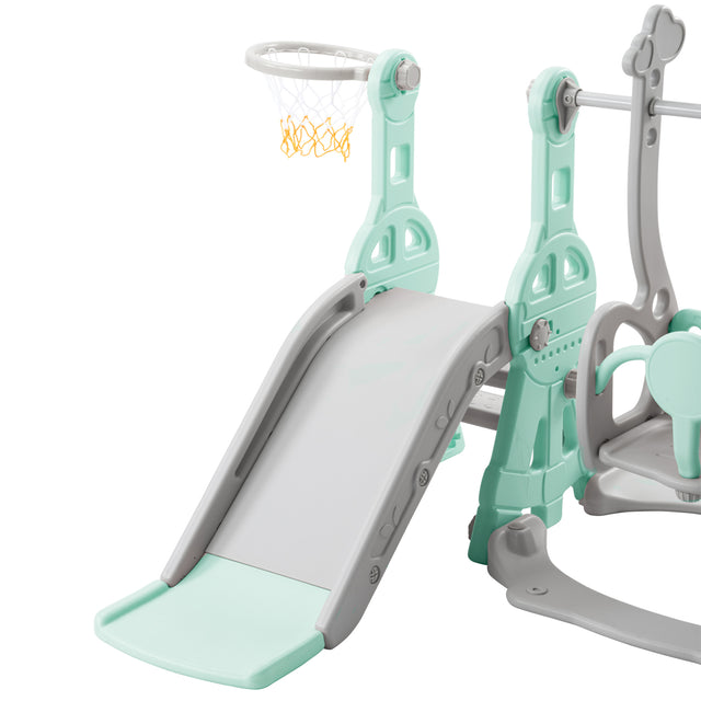 Toddler Slide and Swing Set 3 in 1, Kids Playground Climber Swing Playset with Basketball Hoops Freestanding Combination Indoor & Outdoor