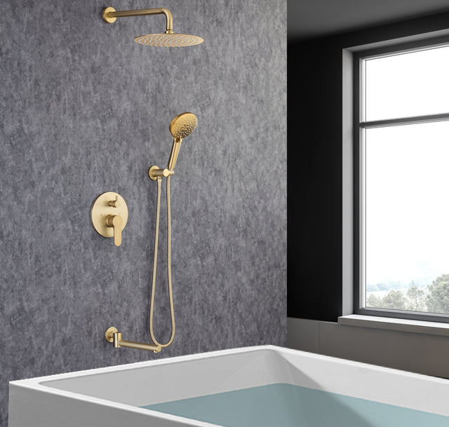 Tub Shower Faucets Sets Complete Bathtub Faucet Set Brushed Nickel Bathtub Shower System with Tub Spout, Bathroom Tub and Shower Faucet Combo Trim Kit with Rough-in Valve