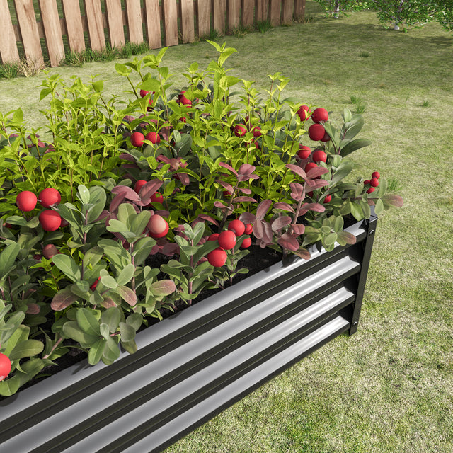 Metal Raised Garden Bed, Rectangle Raised Planter 4×2×1ft for Flowers Plants, Vegetables Herb Veezyo Black