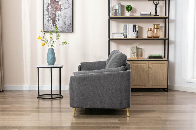 Contemporary 1pc Loveseat Dark Gray with Gold Metal Legs Plywood Pocket Springs and Foam Casual Living Room Furniture