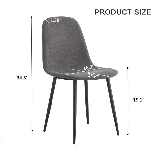 Dining Chairs Set of 4, Modern Mid-Century Style Dining Kitchen Room Upholstered Side Chairs, Accent Chairs with Soft Linen Fabric Cover Cushion Seat and Black Metal Legs,For Kitchen Lounge Farmhouse