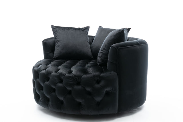 Coolmore Modern Akili swivel accent chair barrel chair for hotel living room / Modern leisure chair Black