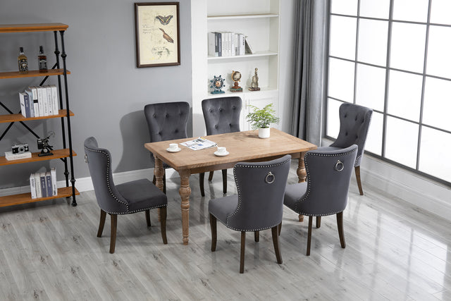 TOPMAX Dining Chair Tufted Armless Chair Upholstered Accent Chair, Set of 6 (Grey)