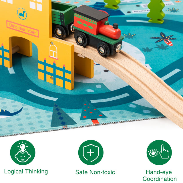 Wooden Train Set Wooden Train Track Set with Bridge Ramp Magnetic