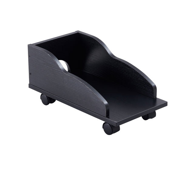 D&N solid wood computer Desk,office table with PC droller, storage shelves and file cabinet , two drawers, CPU tray,a shelf used for planting, single , black. 47.24''L 21.65''W 34.35''H