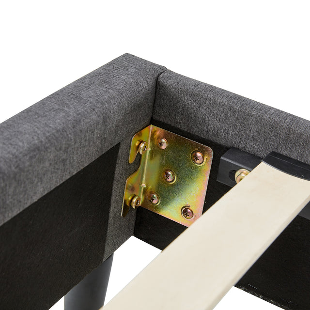 Full Size Platform Bed Frame with Fabric Upholstered Headboard and Wooden Slats Support, Fully Upholstered Mattress Foundation/No Box Spring Needed/Easy Assembly, Dark Grey