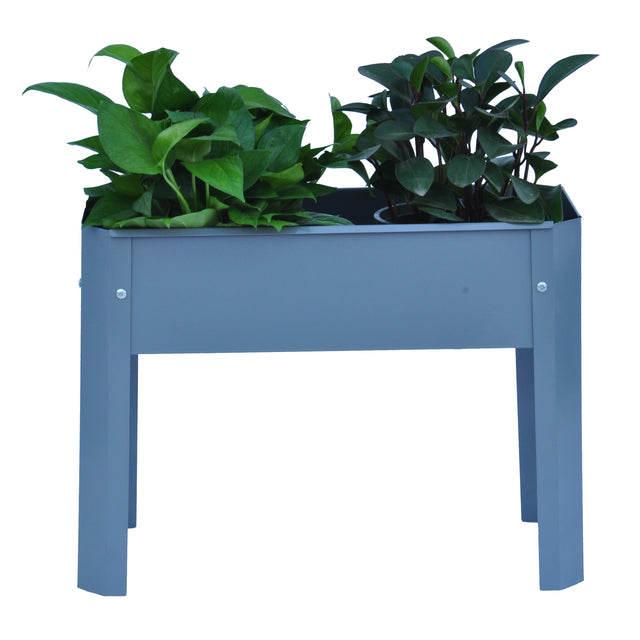 Elevated garden bed, metal elevated outdoor flowerpot box, suitable for backyard and terrace, large flowerpot, suitable for vegetable and flower(Grey*2)