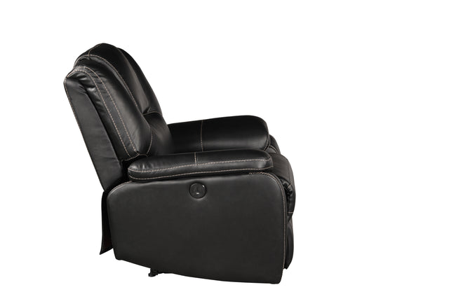Hong Kong Power Reclining Chair made with Faux Leather in Black