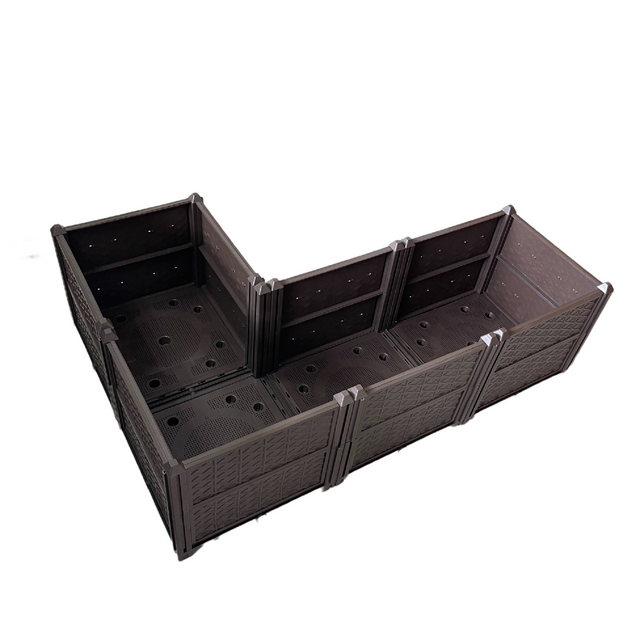 Rectangular Raised Garden Bed Kit Indoor Outdoor Plastic Planter Grow Box for Fresh Vegetables, Herbs, Flowers & Succulents, Brown, 61.41'' x 15.35'' x 14.17''