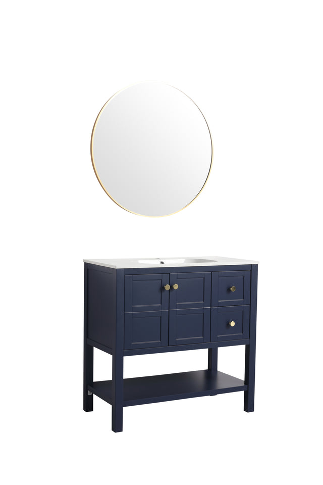 Bathroom Vanity With Soft Close Drawers and Gel Basin,36x18(BVB01236NB)