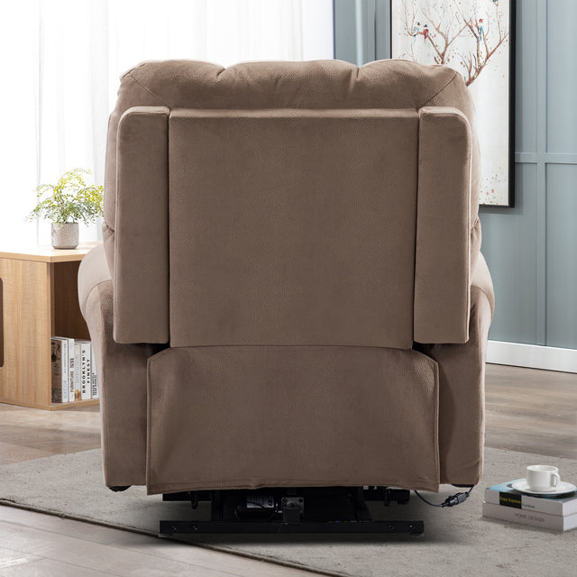 Electric lift recliner with heat therapy and massage, suitable for the elderly, heavy recliner, with modern padded arms and back, camel
