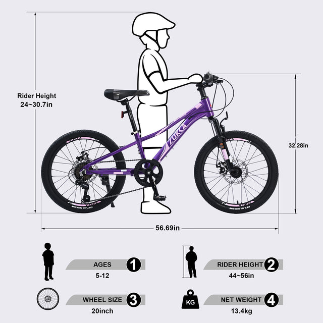Mountain Bike for Girls and Boys Mountain 20 inch shimano 7-Speed bike