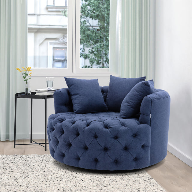 Modern Akili swivel accent chair barrel chair for hotel living room / Modern leisure chair Navy fabric