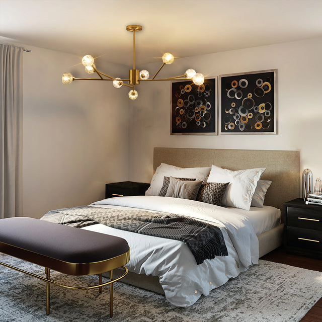 Modern American chandelier golden iron -9 bulb