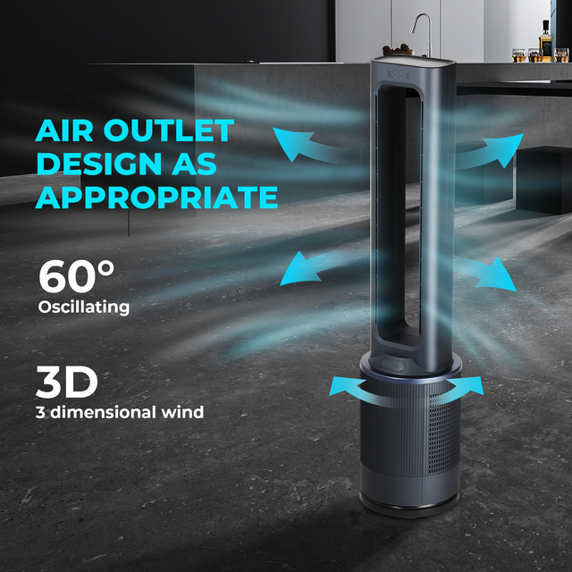Simple Deluxe Sufficient Size Bladeless Fan, Standing Fan, Tower Fan, 12 Speeds Settings, 15Hour Timing Closure Bladeless Fan, Stylish And Modern Fan, Low Noise, 42 Inches, Blue