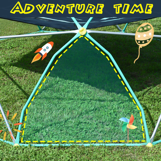 13ft Geometric Dome Climber Play Center, Kids Climbing Dome Tower with Canopy, Rust & UV Resistant Steel Supporting 1000 LBS