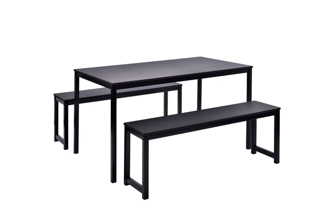 U_STYLE 3 Piece Dining set with Two benches, Modern Dining Room Furniture
