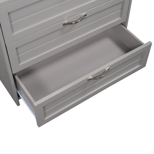 Low Twin Size Loft Bed with Cabinets, Shelves and Slide - Gray(OLD SKU :LP000503AAE)