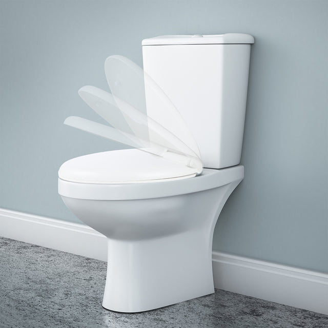 Miibox Removable Elongated Bowl White Toilet Seat, with Nonslip Grip-Tight Never Loosen Bumpers Prevent Shifting, No Slamming Slow and Quiet-Close Seat Cover, Quick Release Hinges for Easy Cleaning