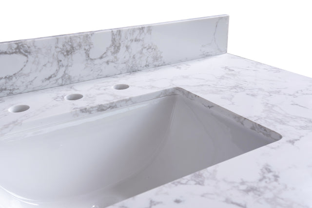 Montary 37" carrara white engineered stone vanity top backsplash
