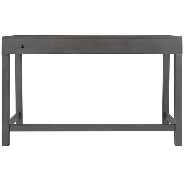 TOPMAX 4-Piece Counter Height Table Set with Socket and Fabric Padded Stools, Gray