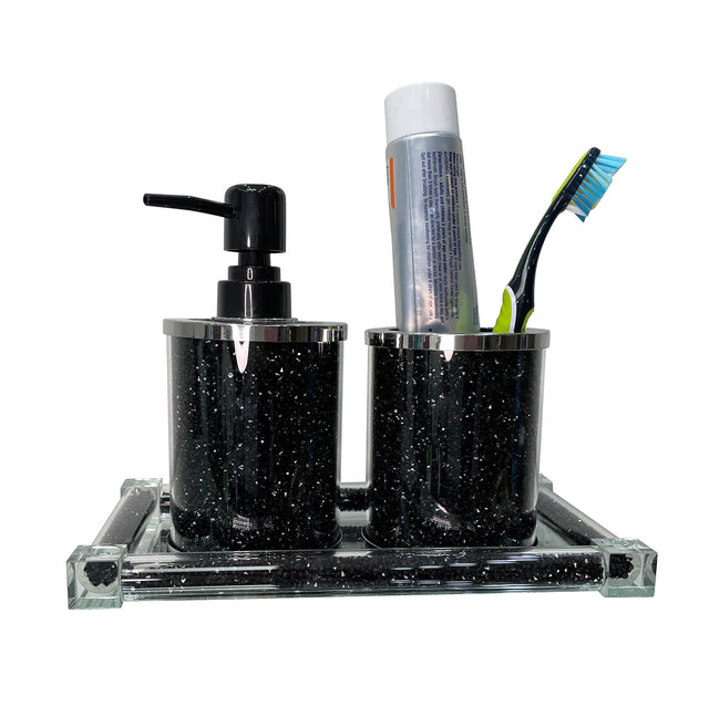 Ambrose Exquisite 3 Piece Soap Dispenser and Toothbrush Holder with Tray
