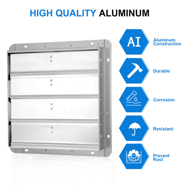 iPower 16-Inch Square Aluminum Automatic Gravity Shutter Louver Vent, Silver