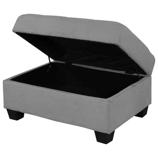 Orisfur. Modern Sectional Sofa with Reversible Chaise, L Shaped Couch Set with Storage Ottoman and Two Cup Holders for Living Room