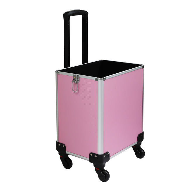 4-in-1 Makeup Travel Case with 360° Rolling Wheels, Locks, Keys and Adjustable Dividers, Pink