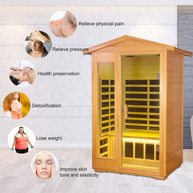 Two Person Outdoor Basswood Far Infrared Sauna Room