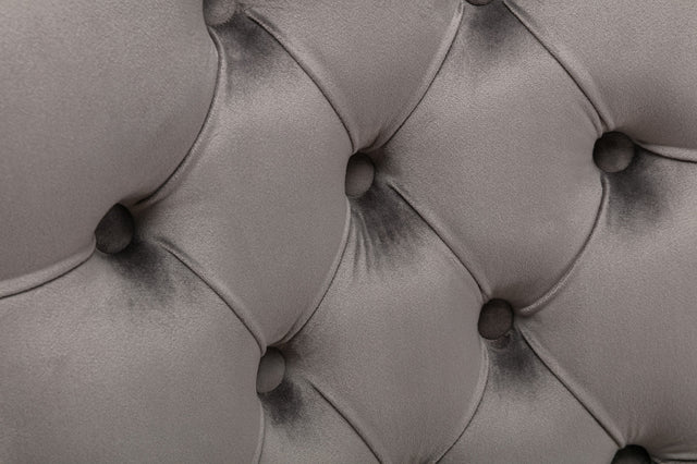 A&A Furniture,Nikki Collection Modern, High-end Tufted Solid Wood Contemporary Velvet Upholstered Dining Chair with Wood Legs Nailhead Trim  2-Pcs Set,Gray,1901GY