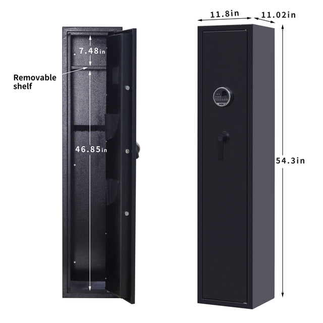 Rifle Gun Safe,Quick Access Fingerprint/Keypad Long Gun Safe, 4-5 Gun Metal Rifle Gun Security Cabinet 2 Pistols safe Lock Box.