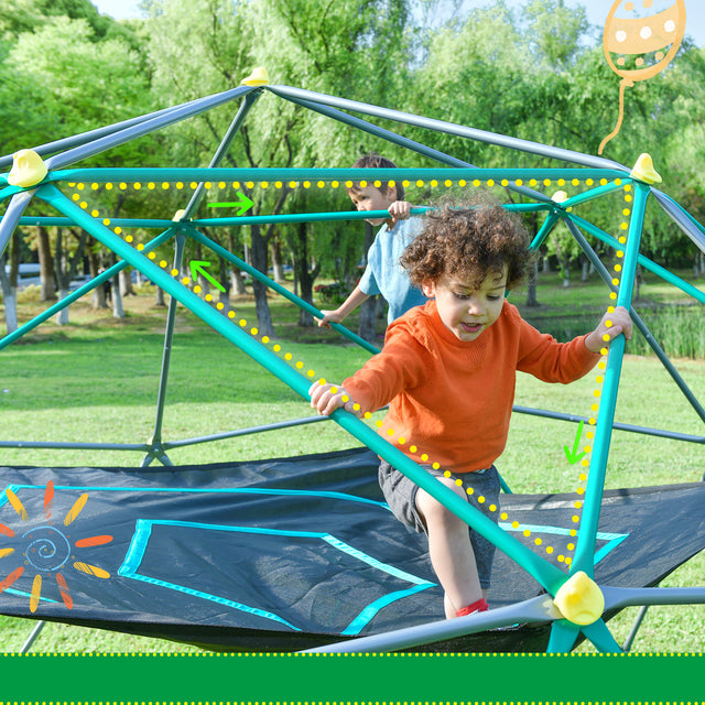 13ft Geometric Dome Climber Play Center, Kids Climbing Dome Tower with Canopy, Rust & UV Resistant Steel Supporting 1000 LBS