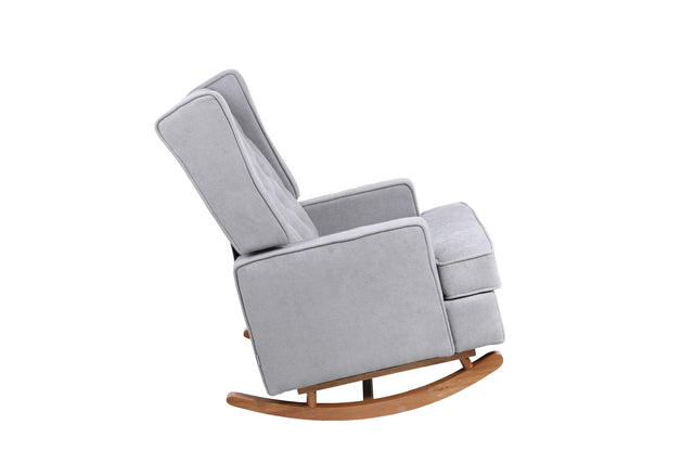 COOLMORE living room Comfortable rocking chair accent chair with light grey fabric