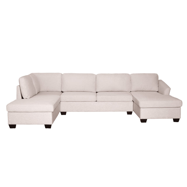 Ustyle Modern Large U-Shape Sectional Sofa, Double Extra Wide Chaise Lounge Couch, Beige
