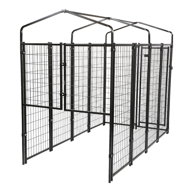 6.9 x 3.3 x 5.6 ft Dog Kennel with Waterproof Cover, Welded Wire Outdoor Dog Playpen, Black