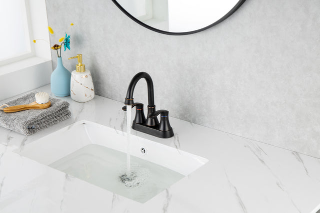 2-Handle Lavatory Faucet Brushed Nickel Bathroom Sink Faucet with Metal Pop-up Drain and Faucet Supply Lines