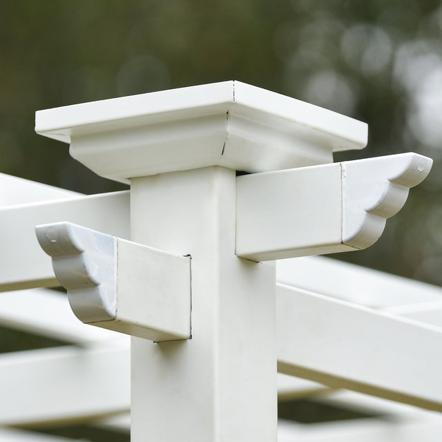 GO 10’ x 10’ White Iron Pergola Gazebo for Vines Pure Iron Chic Lid Cover Design Sleek Seams Hidden Joints Elegant White Trellis