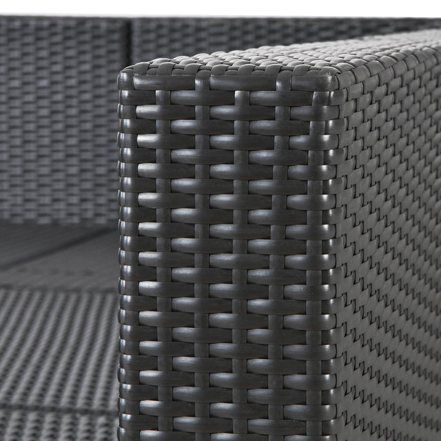 Outdoor Garden Patio Furniture 5-Piece PE Rattan Wicker Cushioned Sofa Sets with 2 Pillows and Coffee Table.outdoor couch;outdoor sectional;porch furniture;patio couch;outdoor sofa;patio furniture set