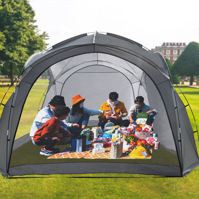 Easy Beach Tent 12 X 12ft Pop Up Canopy UPF50+ Tent with Side Wall, Ground Pegs, and Stability Poles, Sun Shelter Rainproof, Waterproof for Camping Trips, Backyard Fun, Party Or Picnics