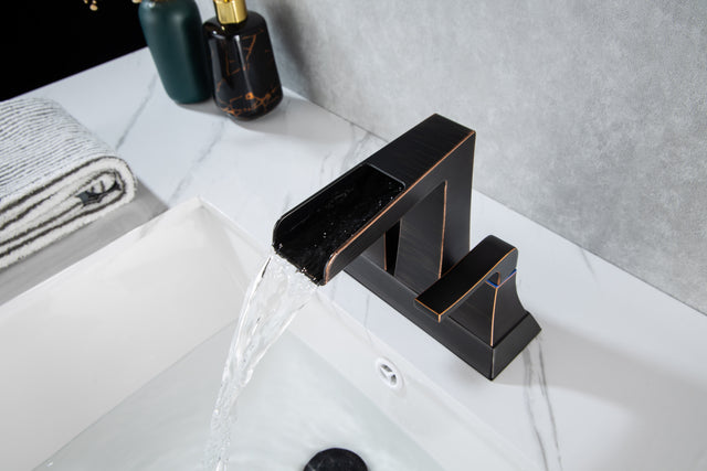 2-Handle Lavatory Faucet Brushed Nickel Bathroom Sink Faucet with Metal Pop-up Drain and Faucet Supply Lines